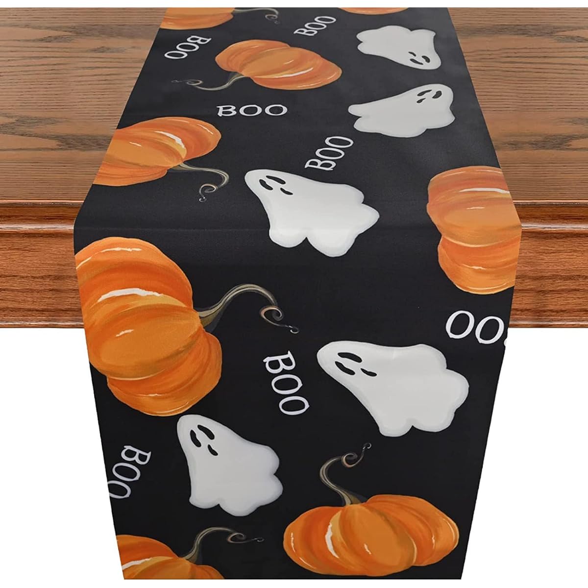 BNCLSTG Halloween Table Runner, Linen Retro Skull Pumpkin Spooky Witch Pattern Halloween Table Runner Halloween Home Decor for Indoor (d)