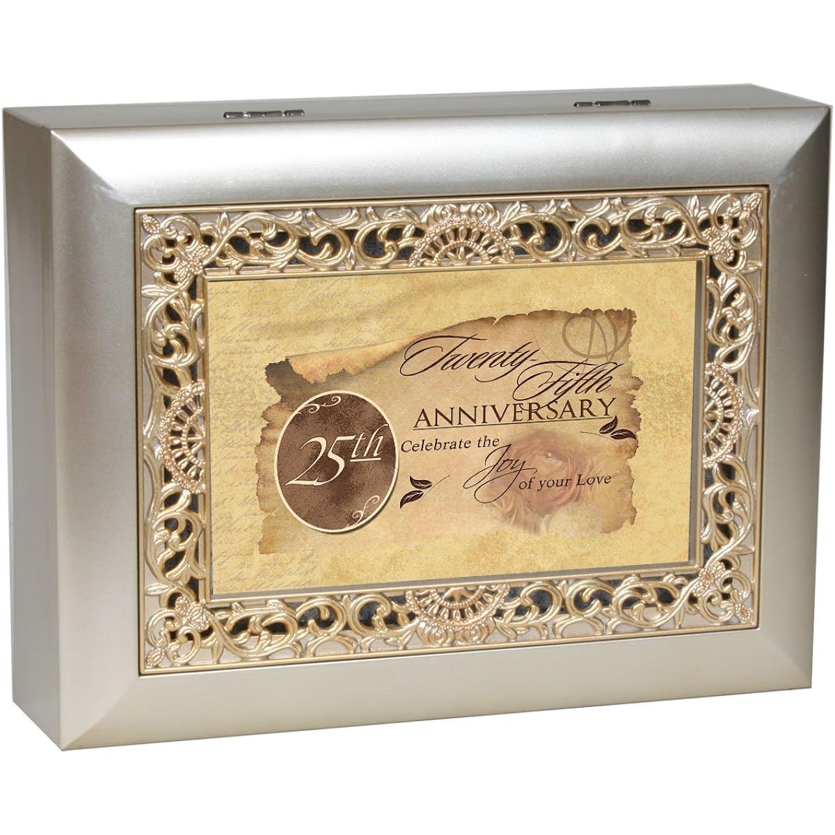 Cottage Garden Music Box - 25Th Anniversary Plays Unchained Melody With Ornate Champaign Silver Finish