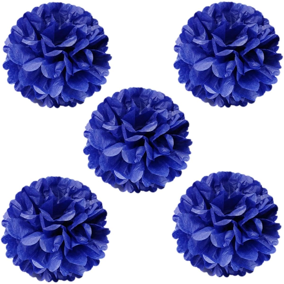 (Navy) - Allydrew 20cm Set of 5 Tissue Pom Poms Party Decorations for Weddings, Birthday Parties Baby Showers and Nursery Decor, Navy