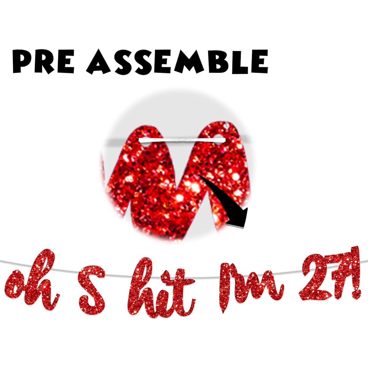 Oh S*it I'm 27! Banner Background Glitter Red Hello 27 Cheers to 27 Years Old Theme Decoration Decoration Men Women Happy 27th Birthday Party Supplies Photo Studio Props Favors