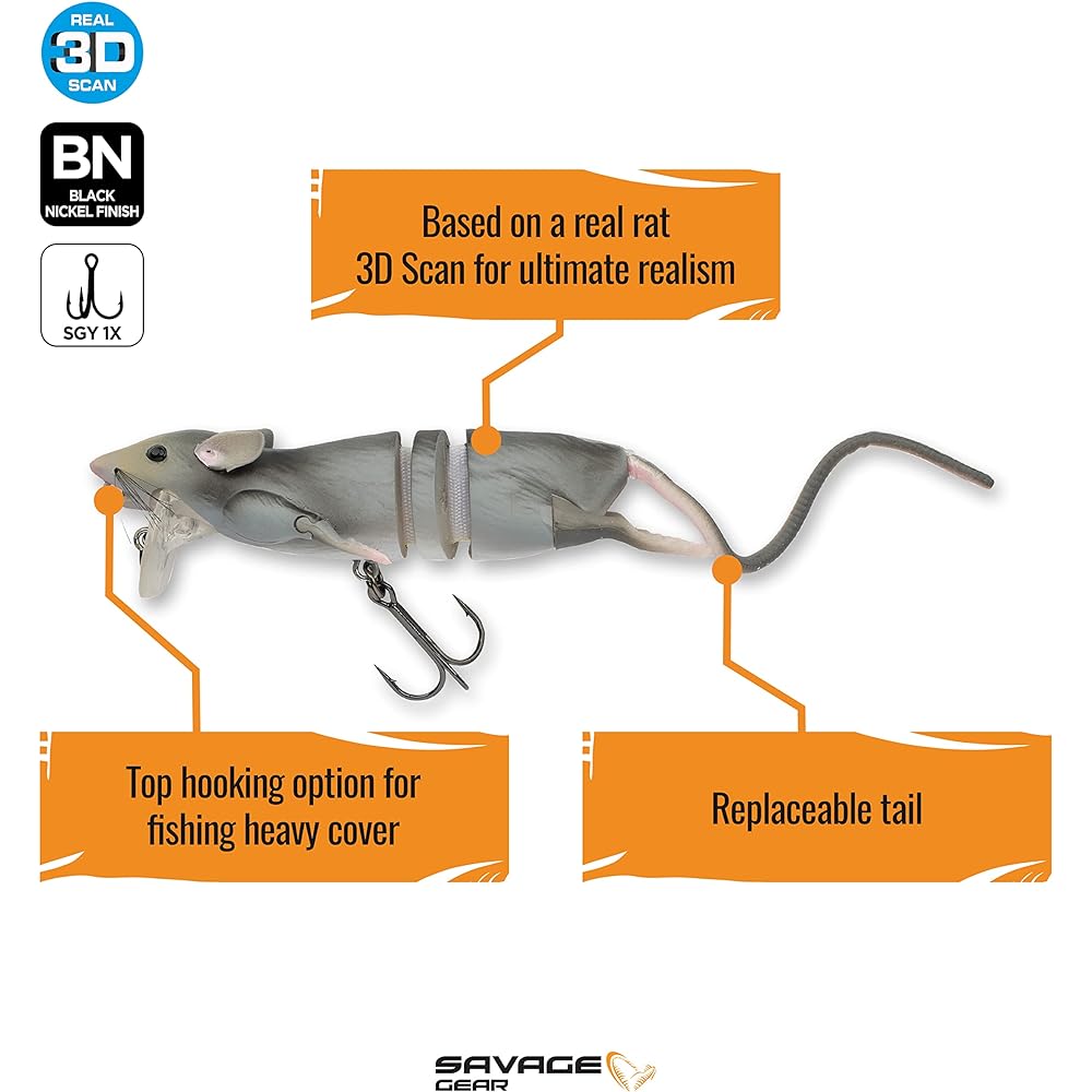 Savage Gear (SAVAGEGEAR) 3D Rad Rat 6.5 inch/7.75 inch floating model various