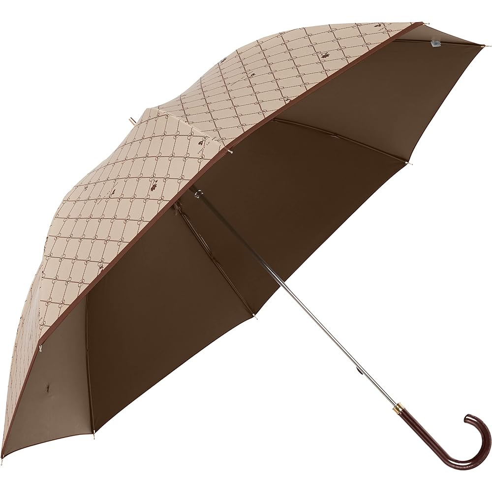 [Cocochi] MOONBAT Monogram Women's Umbrella, Rain Umbrella, Long Umbrella, Sunny and Rainy Umbrella, Women's Gift, 10666 [UV Shielding, Light Shielding, Heat Shielding Effect, Super Water Repellent, Lightweight] 21-353-10666-00 Brown, Rib Length: Approx.