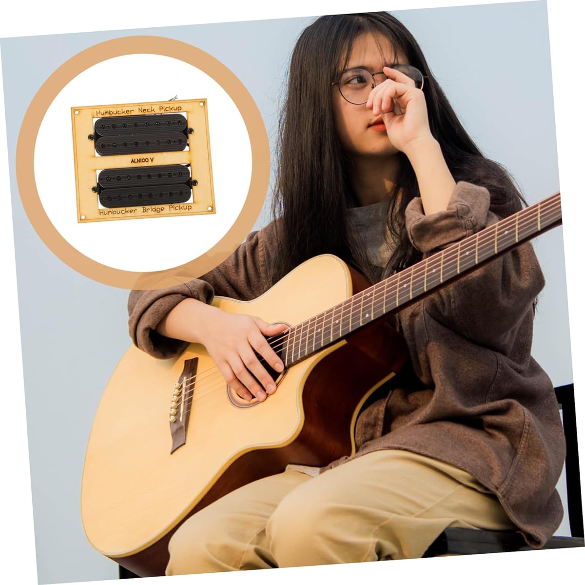 SWOOMEY 2pcs 8 String Hot Rail Electric Guitar Pickup Guitar Bass Pickup Guitar Pickup Alnico Pickup Truck Dual Pickup