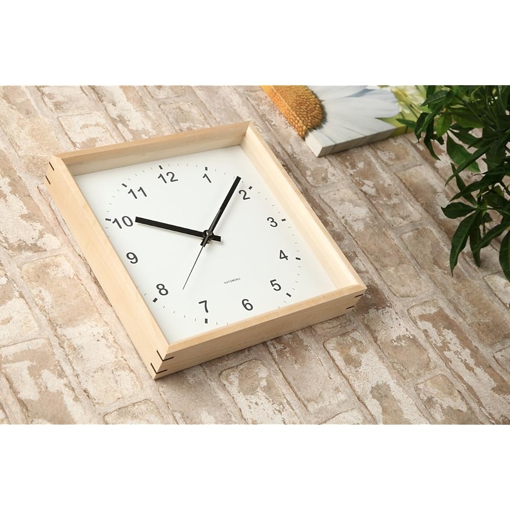 KATOMOKU square clock km-37N Wood Basswood Wall Clock Continuous Second Hand (Quartz Watch)
