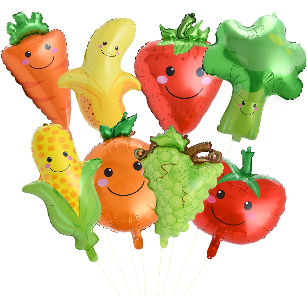 VYNYJOAN 8pcs Fruit & Vegetable Balloons Foil Balloons for Birthday Baby Shower Summer Theme Party Supplies