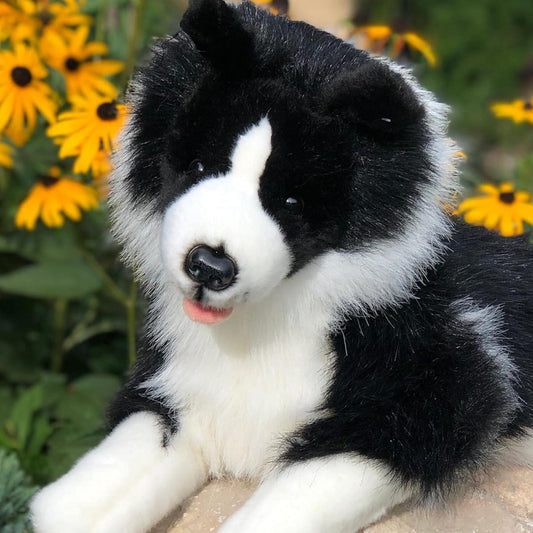 Auswella Realistic 18" Bed Border Collie Stuffed Animal Dog - The Perfect Companion for Kids and Dog Lovers