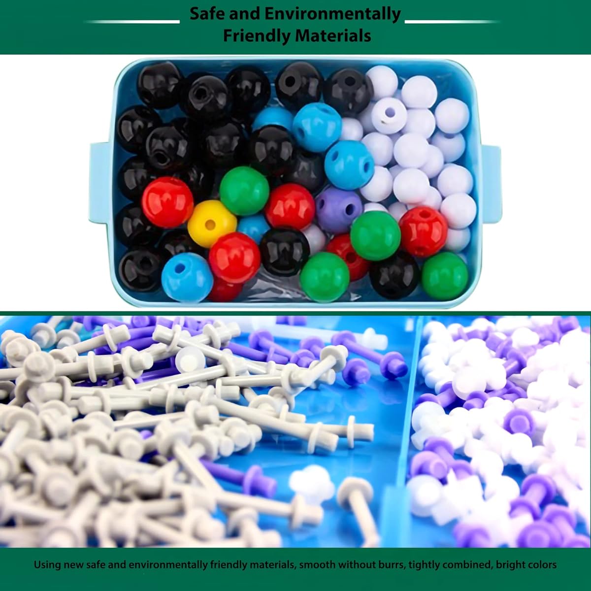 EXBEPE Organic Chemistry Molecular Model Kit 181pc Middle High School Supplies Educational Science Set Gift for Students to Learn Structure and Reaction