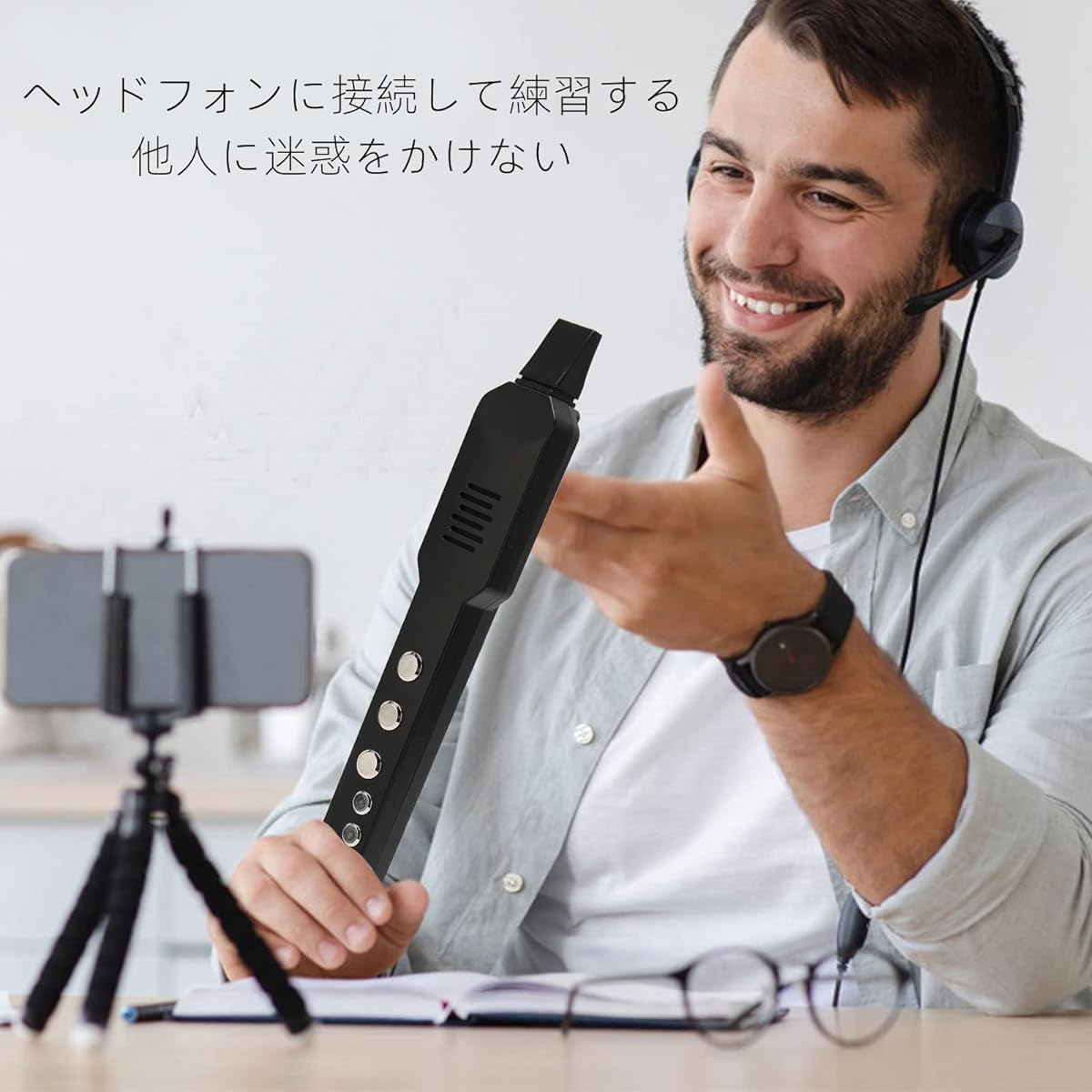 Wind Synthesizer MIDI Digital Wind Instrument Aerophone Digital Wind Instrument Digital Wind Instrument for Children, Teachers, Elderly, Youth, Built-in Battery (Black)