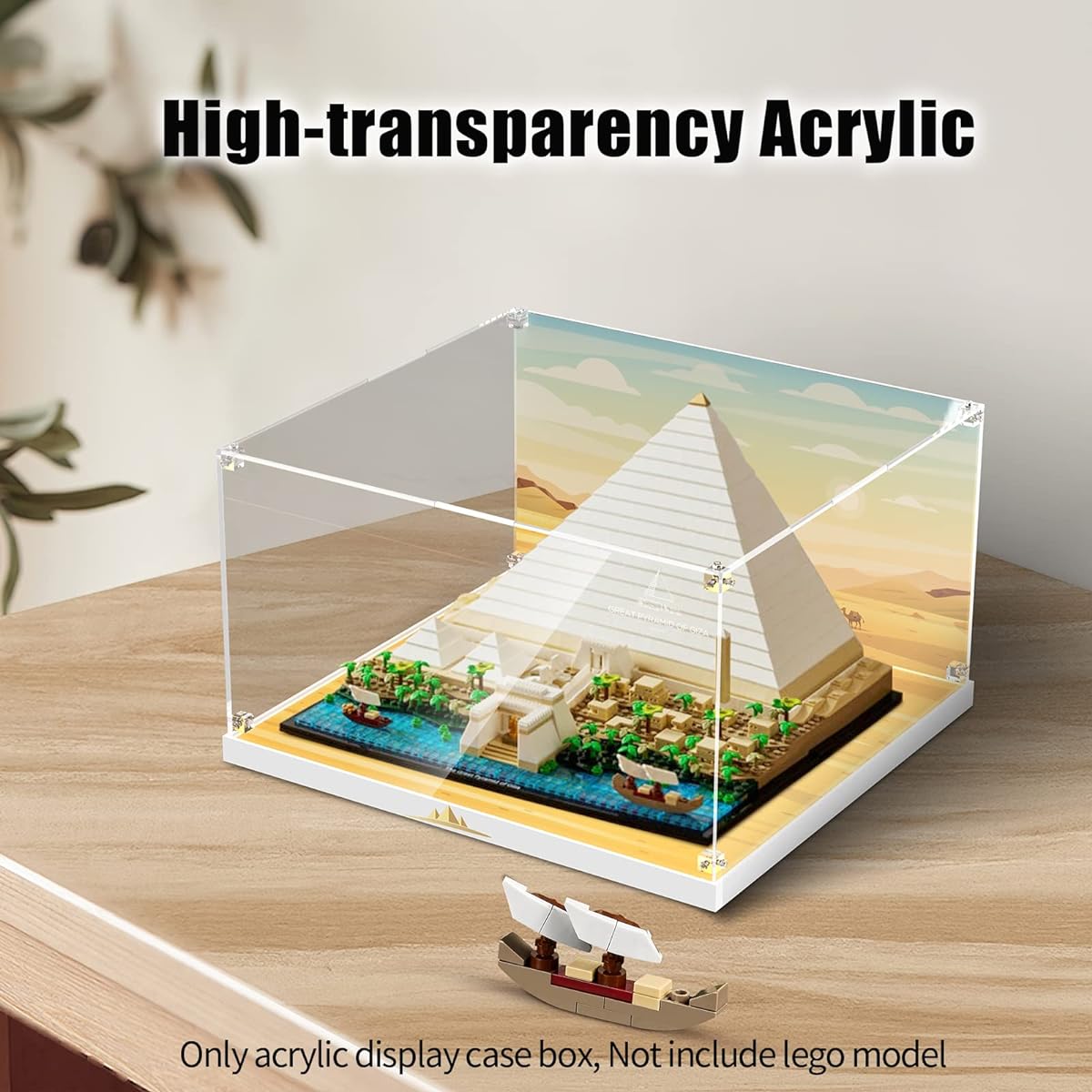 Display Case for Lego Great Pyramid of Giza 21058, Lego Great Pyramid of Giza Building Blocks Model Set, Display Box Showcase for Storage (Model Not Included)