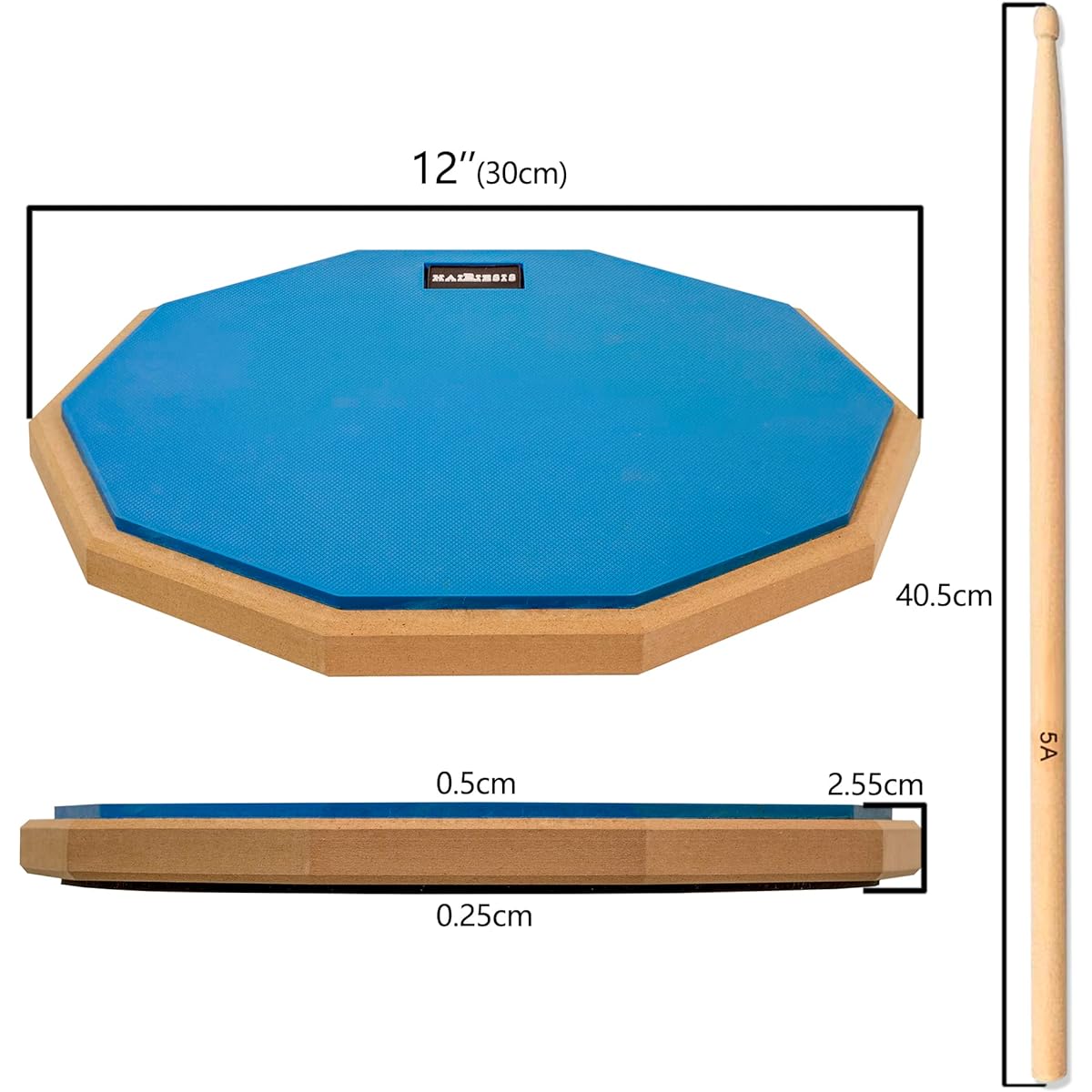 HAIRIESIS Drum Practice Pad 12 Inch Quiet Drum Pad Blue Double Sided Free Drumsticks & Storage Bag Drum Practice (Blue)