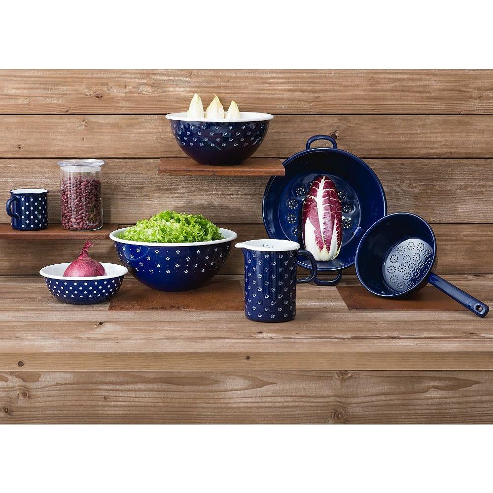 RIESS Two-handed Pot Dirndl Blue 1kg Casserole m.Deckel 18cm 1.5L 0129-074