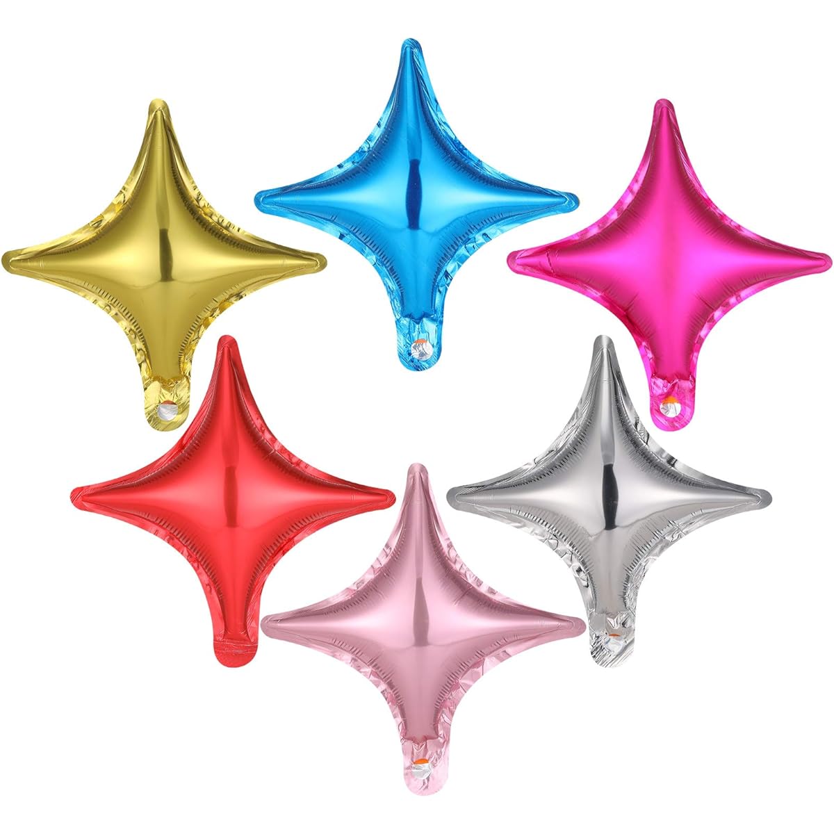 Skylety 60pcs Colorful Star Balloons, 10 Inch Star Foil Balloons, 4-Point Star Mylar Balloons for Wedding Birthday Prom Party