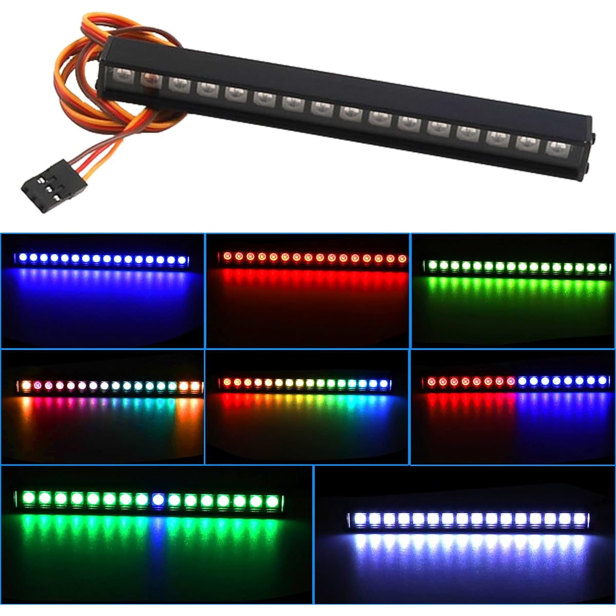 Vgoohobby RC LED Light Kit RC Roof Light Bar 16LED 110mm Multimode Compatible with WPL D12 MN D90 MN99S Traxxas TRX-4 Axial SCX10 90046 D90 1/10 RC Crawler Car