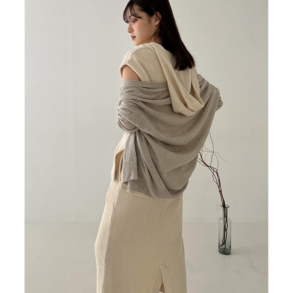 [Urban Research Doors] Hoodie Sweatshirt "Set-up compatible" Herringbone pattern cut hoodie Women's DR25-21G108