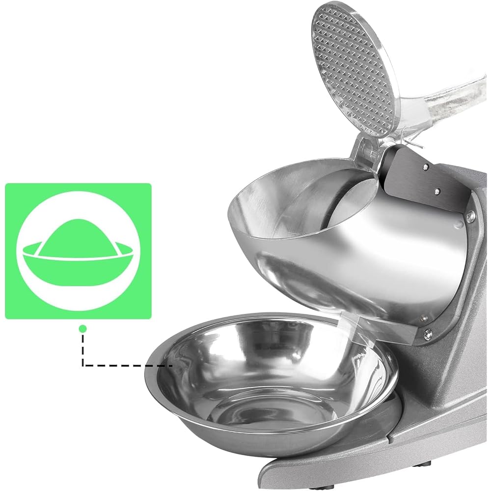 Iproods Electric Ice Crusher Commercial Electric Shaved Ice Machine 300W 2200r/min Electric Ice Crusher with Cover and Bowl Easy to Operate