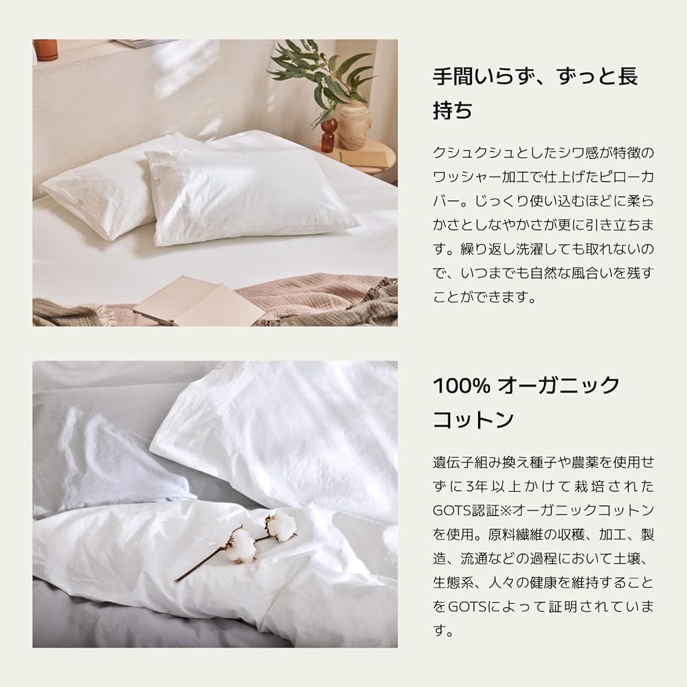 koala®︎ [Koala®︎ Organic Cotton Pillow Cover Set of 2] Pillow Cover for Koala Pillow Foggy Gray 70 x 50cm 100% Organic Cotton 120 Days Returnable Manufacturer