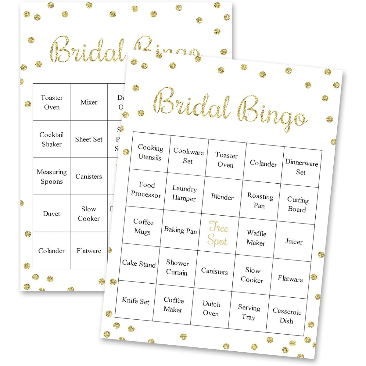 InvitationHouse Gold Confetti Bridal Bingo Game Bridal Shower Bingo Set of 24 5x7 8365-BGF