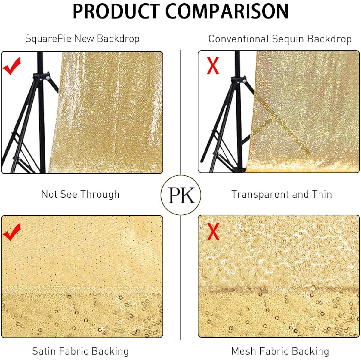SquarePie Sequin Backdrop Curtain Red 2ft x 8ft 4 Pieces Glitter Wedding Party Backdrop