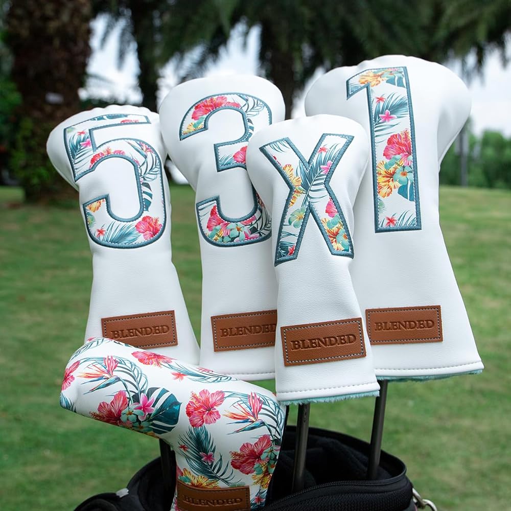 Golf Club Head Cover Golf Head Cover Made of High Quality Leather Wood Cover Driver Fairway Wood Utility Hybrid Head Cover with Number Tag Putter Cover Magnetic Closure Blade Putter Cover