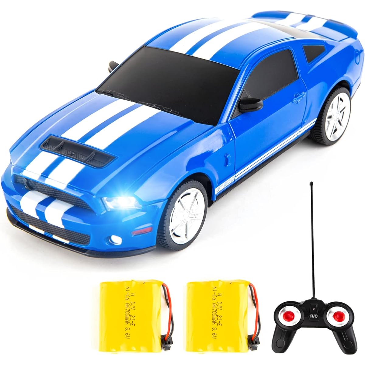 BDTCTK Remote Control 1/24 Ford Mustang Shelby GT500 RC Model Car for Kids and Adults, Blue