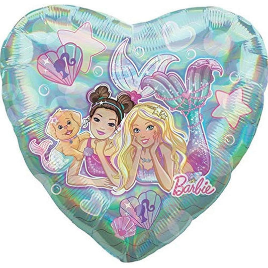 Anagram 28" Mermaid Barbie Heart Foil Balloon, Multicolor