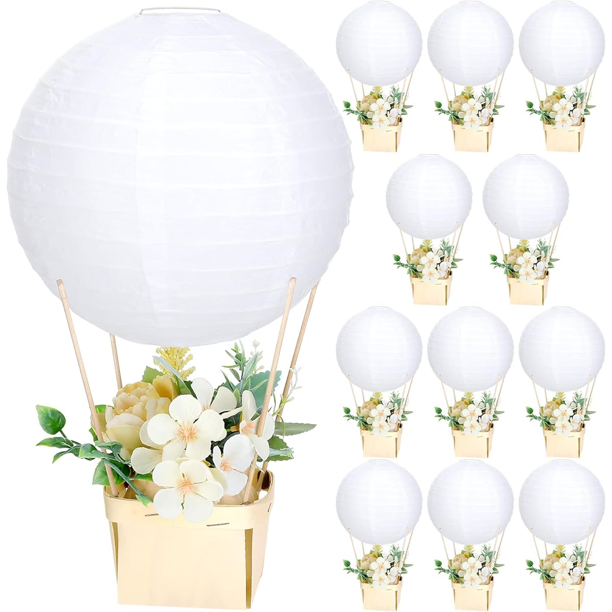 Retisee 12 Sets Baby Shower Hot Air Balloon Table Centerpieces DIY Hot Air Balloon Party Decorations Gender Reveal First Birthday Centerpieces for Wedding Birthday Baby Shower