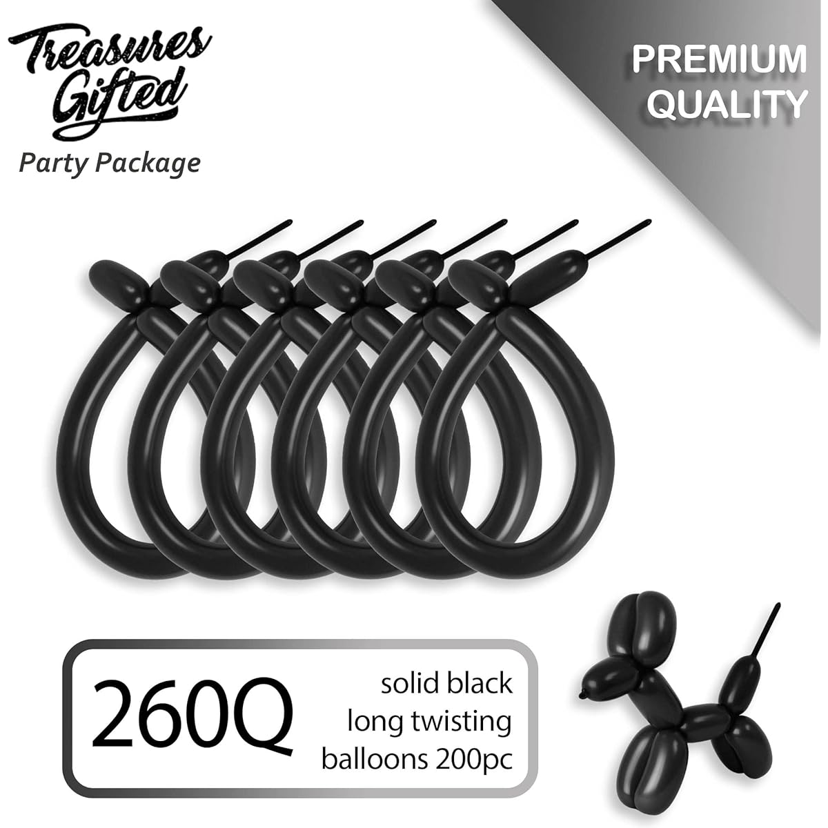 260 Black Balloons - Black Long Balloons - 260 Balloons Black - 200 Long Black Balloons Shiny Colors Magic Tricks Halloween Party Fall Thanksgiving Party Clown Christmas Gift