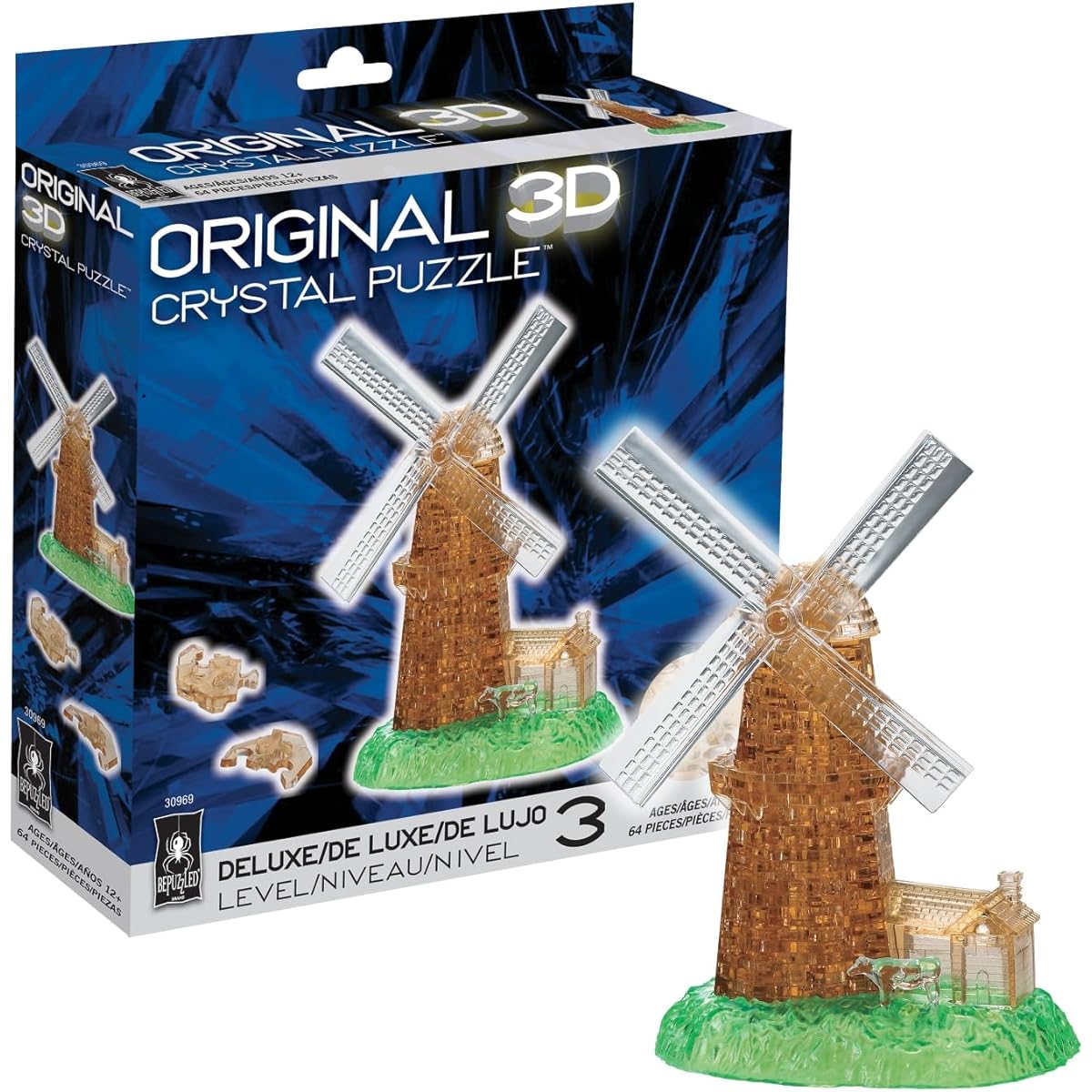 BePuzzled Original 3D Crystal Windmill Puzzle (64 Piece) by Bepuzzled
