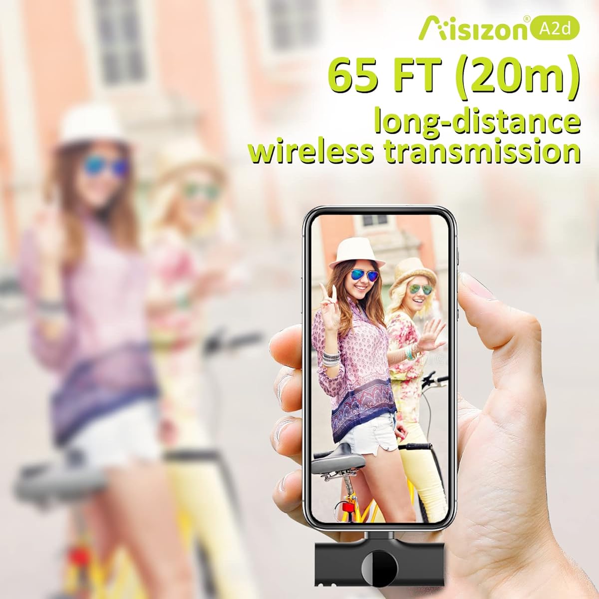 Wireless Mics, Wireless Clip on Microphones, Lapel Microphone (Aisizon A2d One Pair Two), for Android Phone, iPhone, Laptop, Video Recording