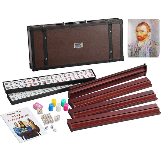 166 American Western Mahjong Mahjong Set Suitcase Limited Edition Leather Suitcase Van Gogh