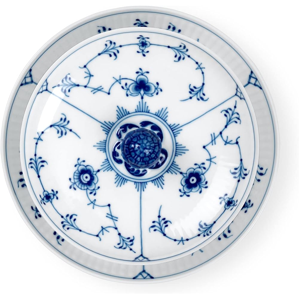 [Regular Imported Product] Royal Copenhagen Blue Fluted Plain Bowl (with Lid) 380ml & Saucer 1064774