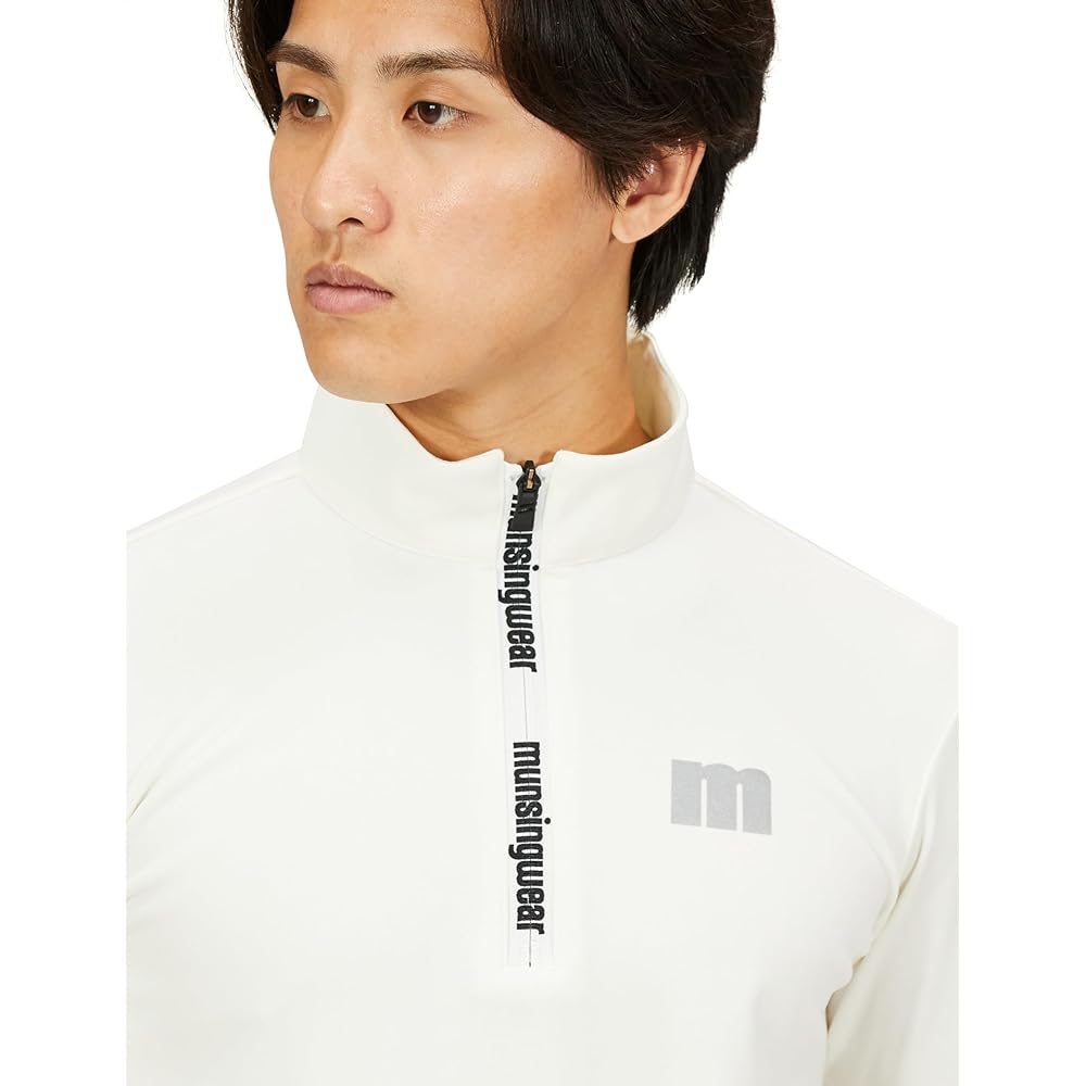 [Munsingwear] Long Sleeve Shirt Half Zip Stretch Thermal Simple Thick Golf MEMUJB09XJ Men's WH00 (White)