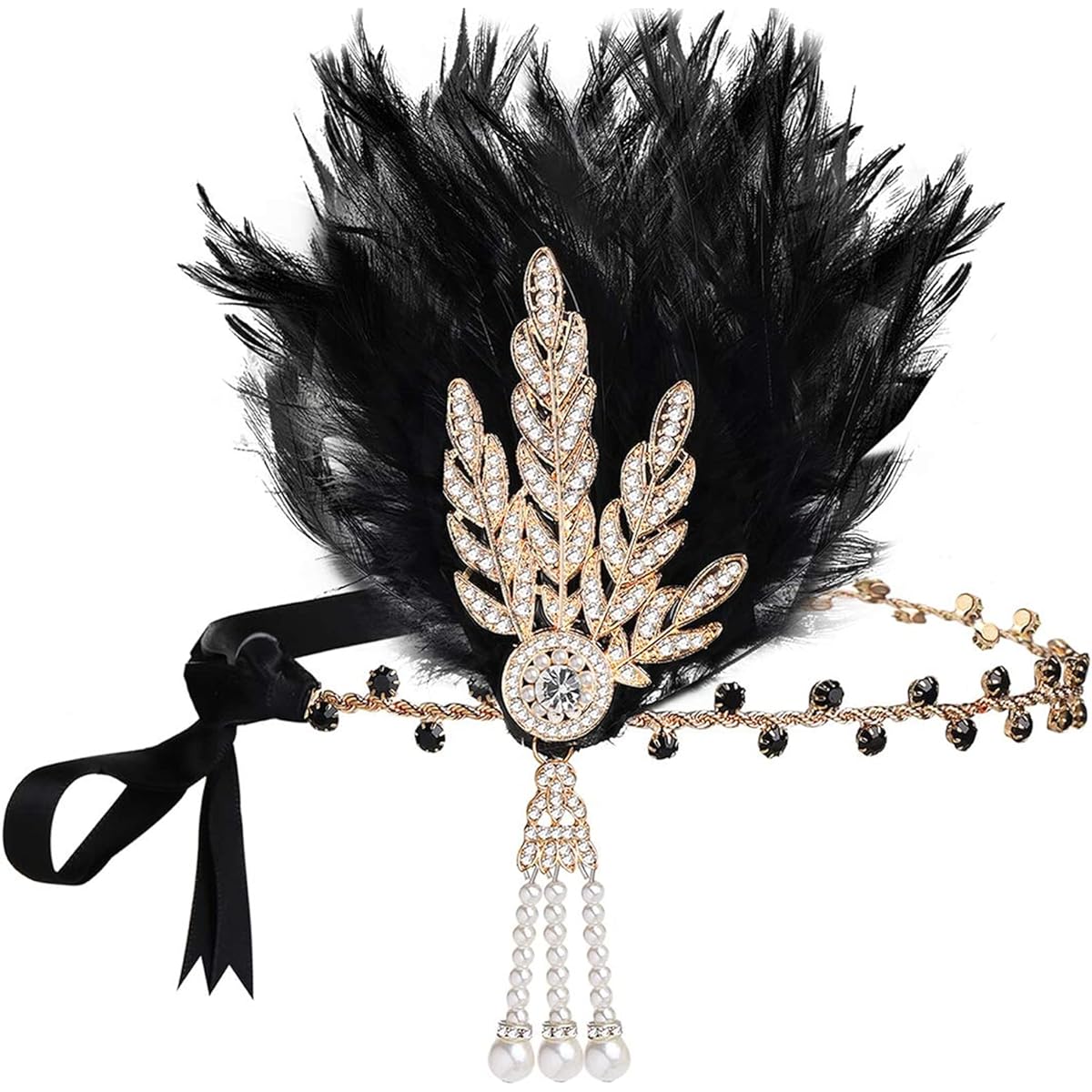 BABEYOND 1920s Flapper Gatsby Costume Accessories Set 20s Flapper Headband Pearl Necklace Glove Holder