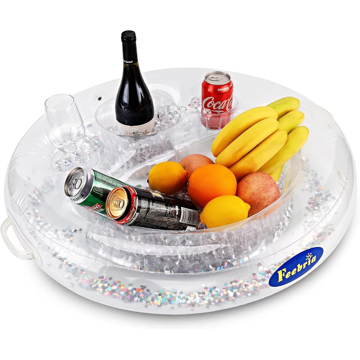 FEEBRIA Inflatable Drink Holder Large Capacity Drink Float for Pool & Hot Tub