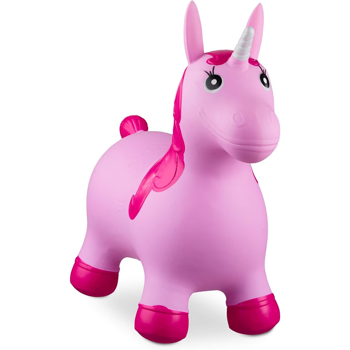 Relaxdays 10024989_52 Hopping Unicorn with Air Pump, Maximum 50kg, BPA Free, Space Hopper, Pink, Height x Width x Depth: Approx. 52 x 26 x 62cm