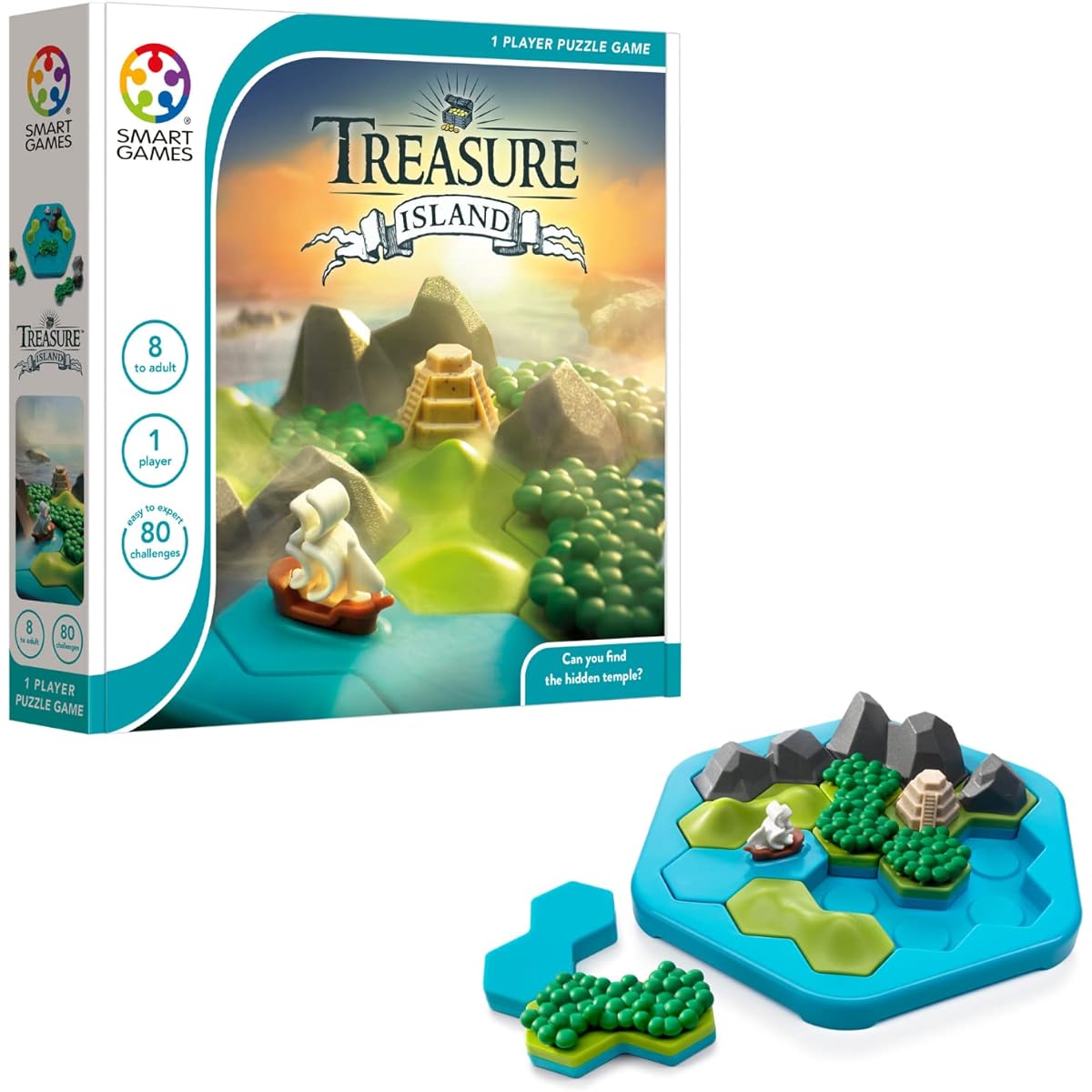 SmartGames Treasure Island Deduction Game for ages 8-adult featuring 80 different challenges