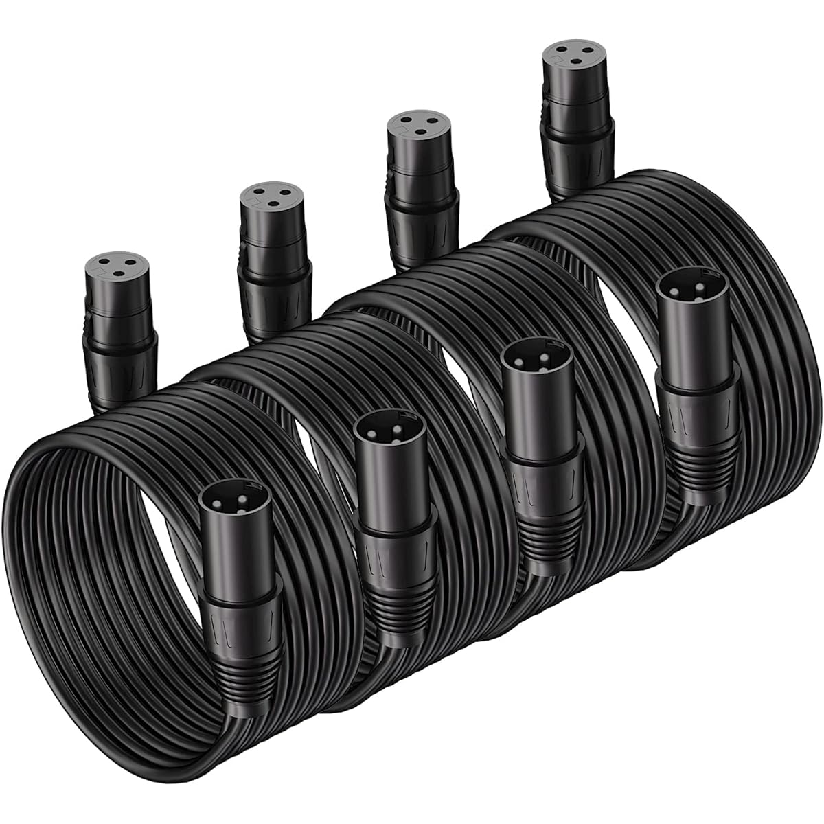 HOOH XLR Cable 25ft 4 Pack XLR Cable XLR Microphone Cable 3 Pin XLR Speaker Cable Male to Female Balanced Microphone Cable