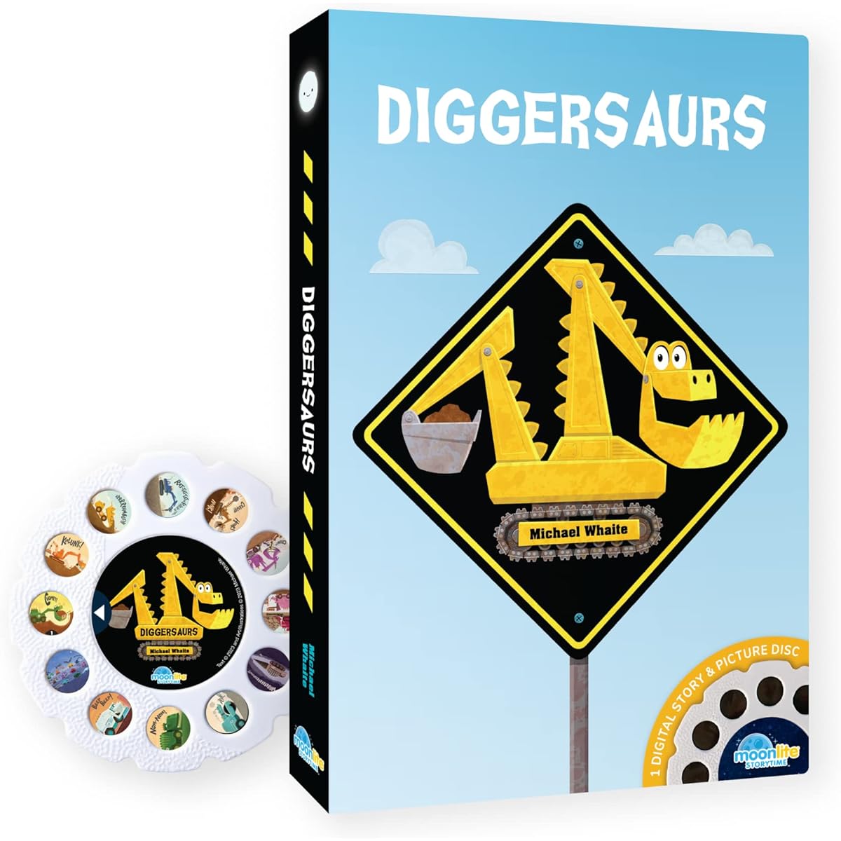 Moonlite Storytime Diggersaurs Storybook Reel - A Magical Way to Read Together - Digital Stories for Projector - Fun Sound Effects - Early Learning Gift for Toddlers 12 Months and Up