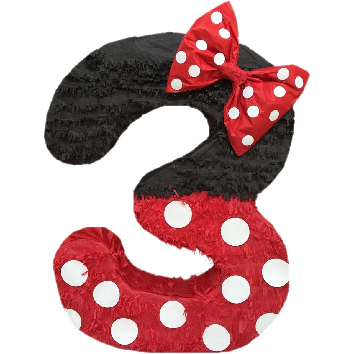 Black & Red Number 3 Pinata with Bow 23" Tall