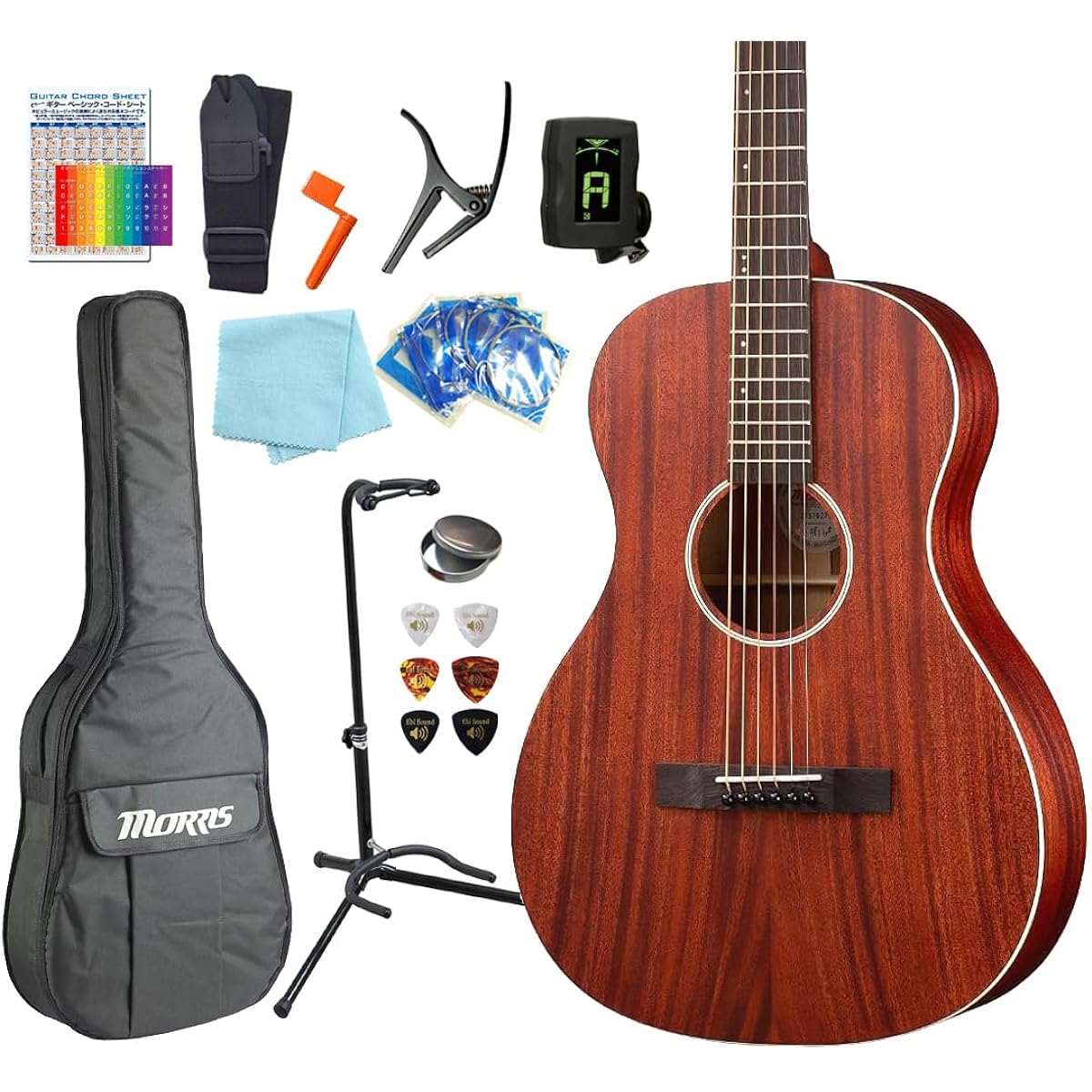 Morris Y-023 MH Acoustic Guitar for Beginners 13-piece Set Acoustic Guitar New Yorker Parlor [98765]