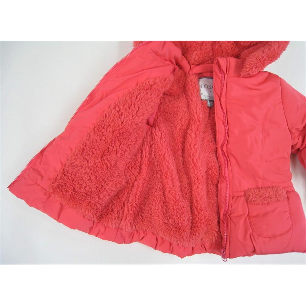 Warm hooded cold weather coat with Losan mittens Strawberry pink 6-9M