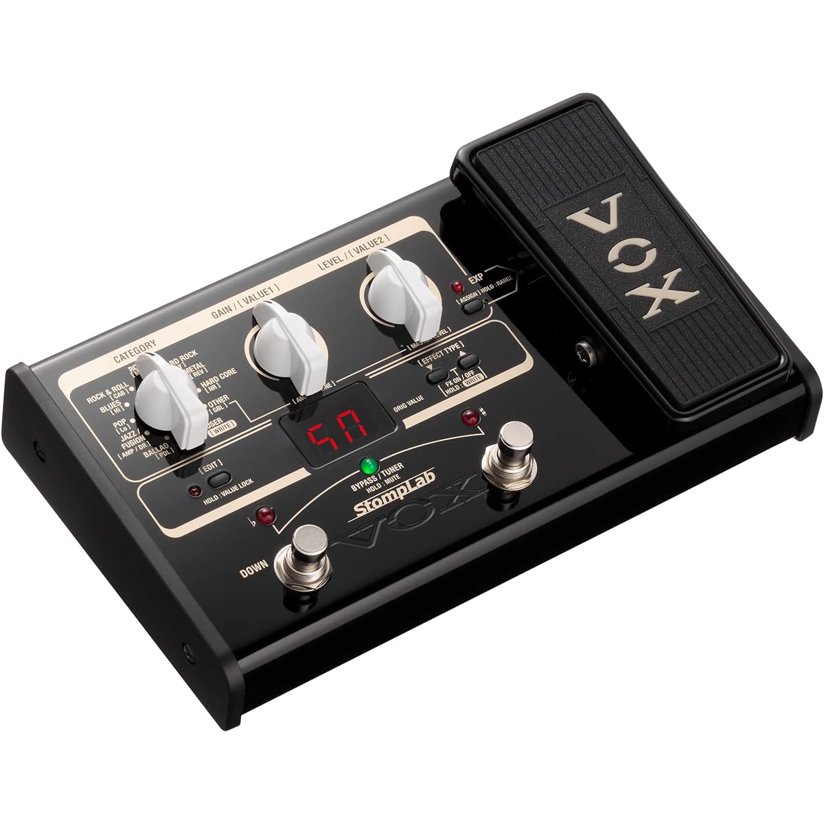 VOX Compact guitar multi-effects pedal with expression pedal, StompLab SL2G, AC adapter set