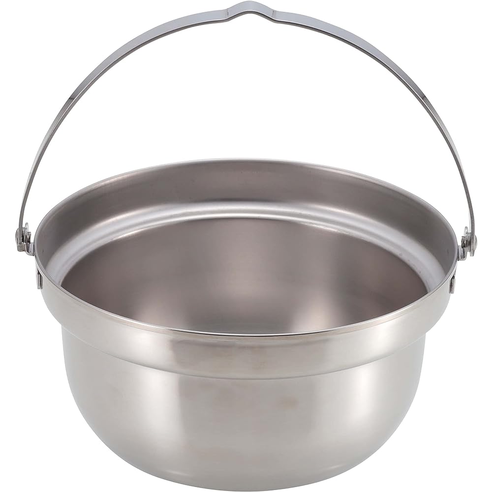 CAPTAIN STAG Outdoor Pot Camping Bonfire Pot with Wooden Lid 18cm Stainless Steel Made in Japan Made in Tsubame-Sanjo UH-4124