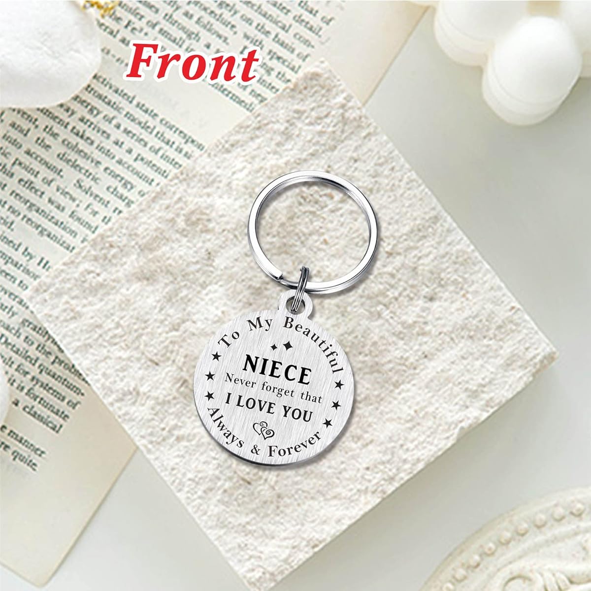 Niece Gifts, Inspirational Niece Keychain. , Silver, Medium