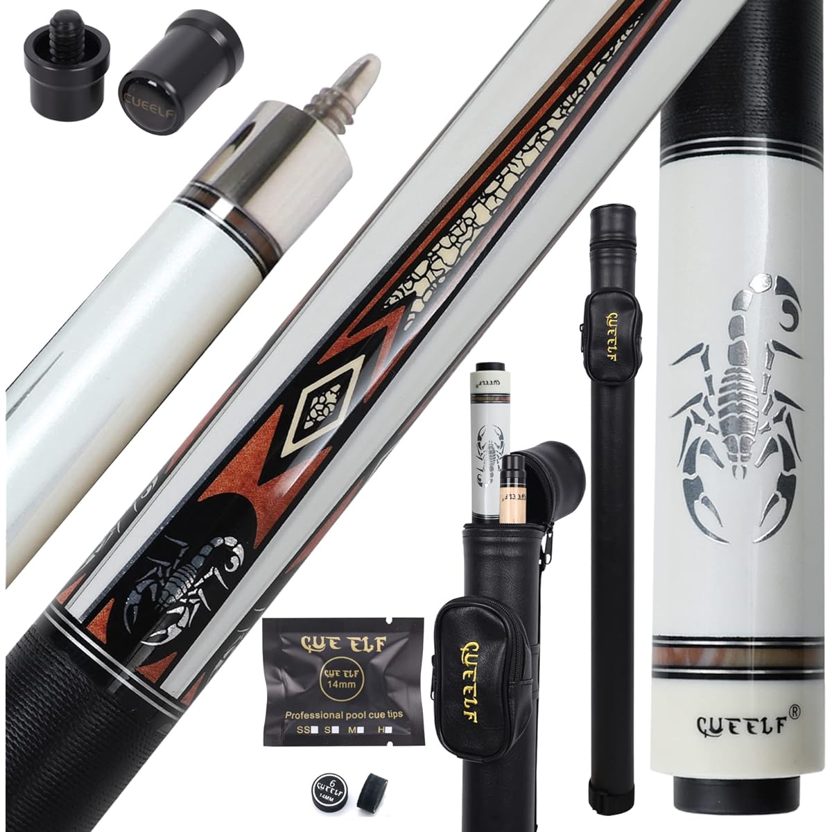 CUEELF Pool Cue Stick Billiard Cue Stick with Hard Case Low Deflection Shaft Professional Billiard Pool Cue Stick 10-21oz Cue Stick