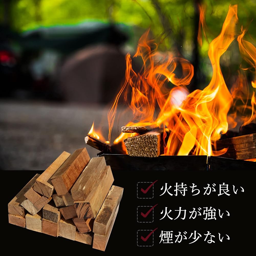 Hardwood firewood oak (oak) approx. 4kg, naturally dried, 17cm, 80 size, produced in Kagoshima Prefecture, best in firepower and fire durability, also suitable for solo camping FIW-KS-B17-05KG