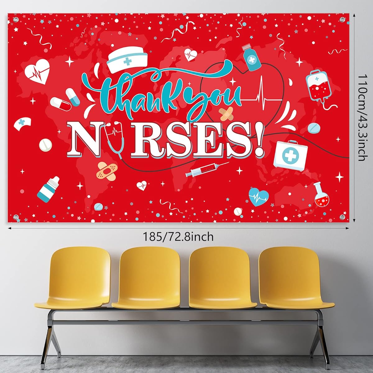 Thank You Nurses Background Decor, Large Fabric 2023 Nurses Week Background Banner National Nurses Day Photo Booth Backdrop Medical Doctor Nurse Graduation Party Supplies 72.8 x 43.3 inches