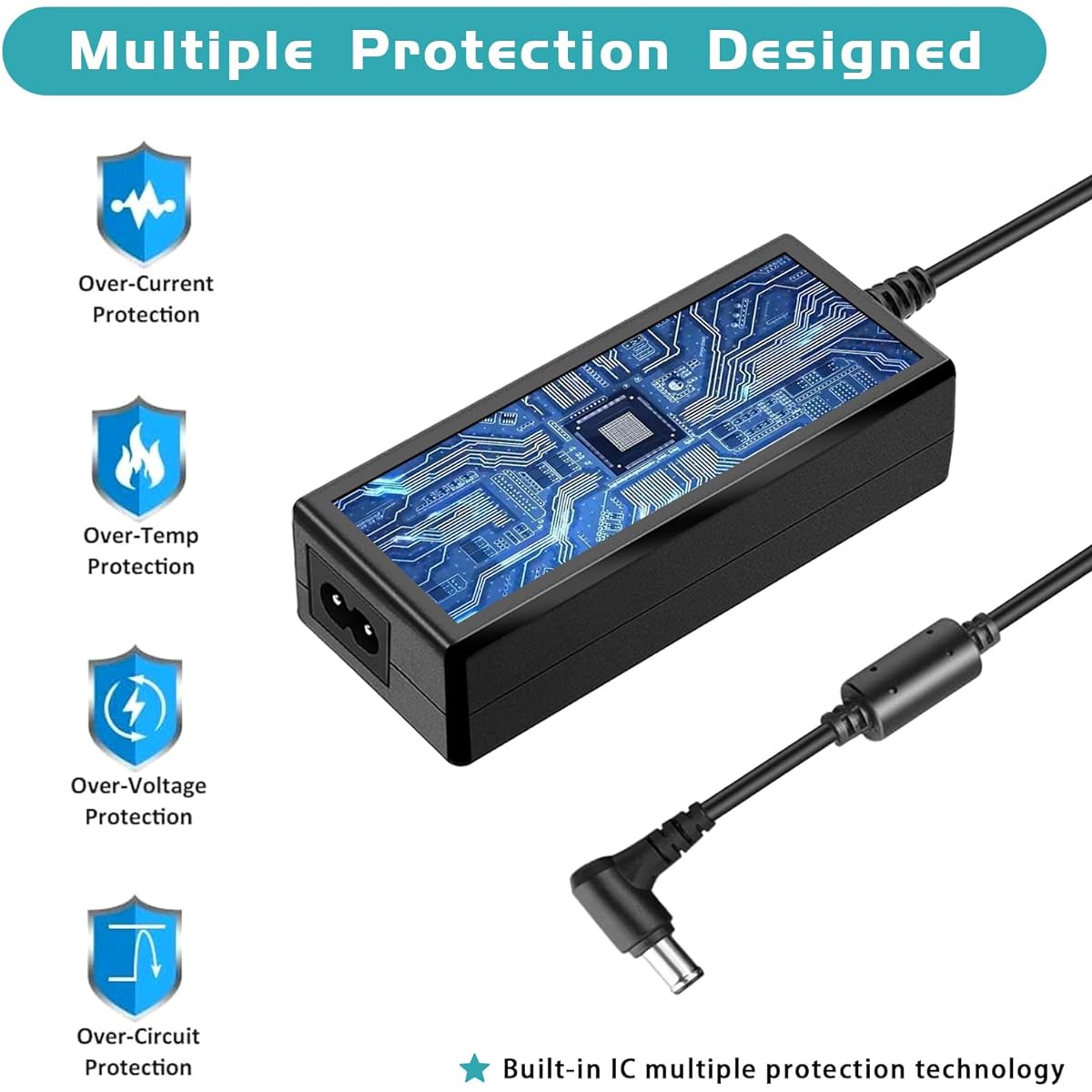 Mareisa 19V 3.42A LG Monitor Power Supply DC 19 Volt Power Cord 65W AC Adapter for LG Monitor 34" 32" 29" 27" 24" 23" 22" 20" 19" Ultra Wide IPS Curved LED 4K UHD LCD Widescreen en Monitor ADS -25FSG