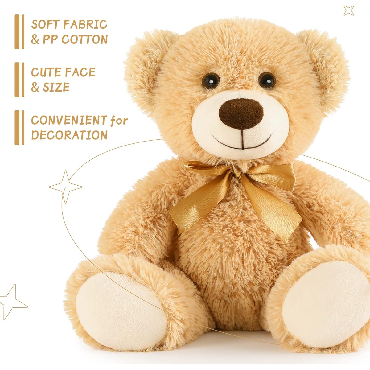 MaoGoLan Toys Studio 3 Pack Teddy Bear - 3 Colors Cute Stuffed Animal with Bow Tie 10" (12 Brown)