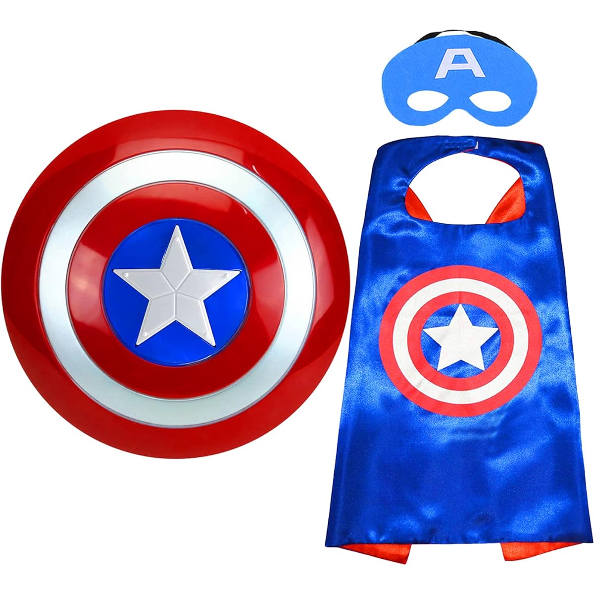 Superhero 12" Shield Superhero Cape Set Superhero Dress Up Toys for 4-10 Year Old Kids Boys Role Play Toys